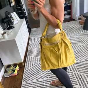 Authentic Coach yellow leather large crossbody bag